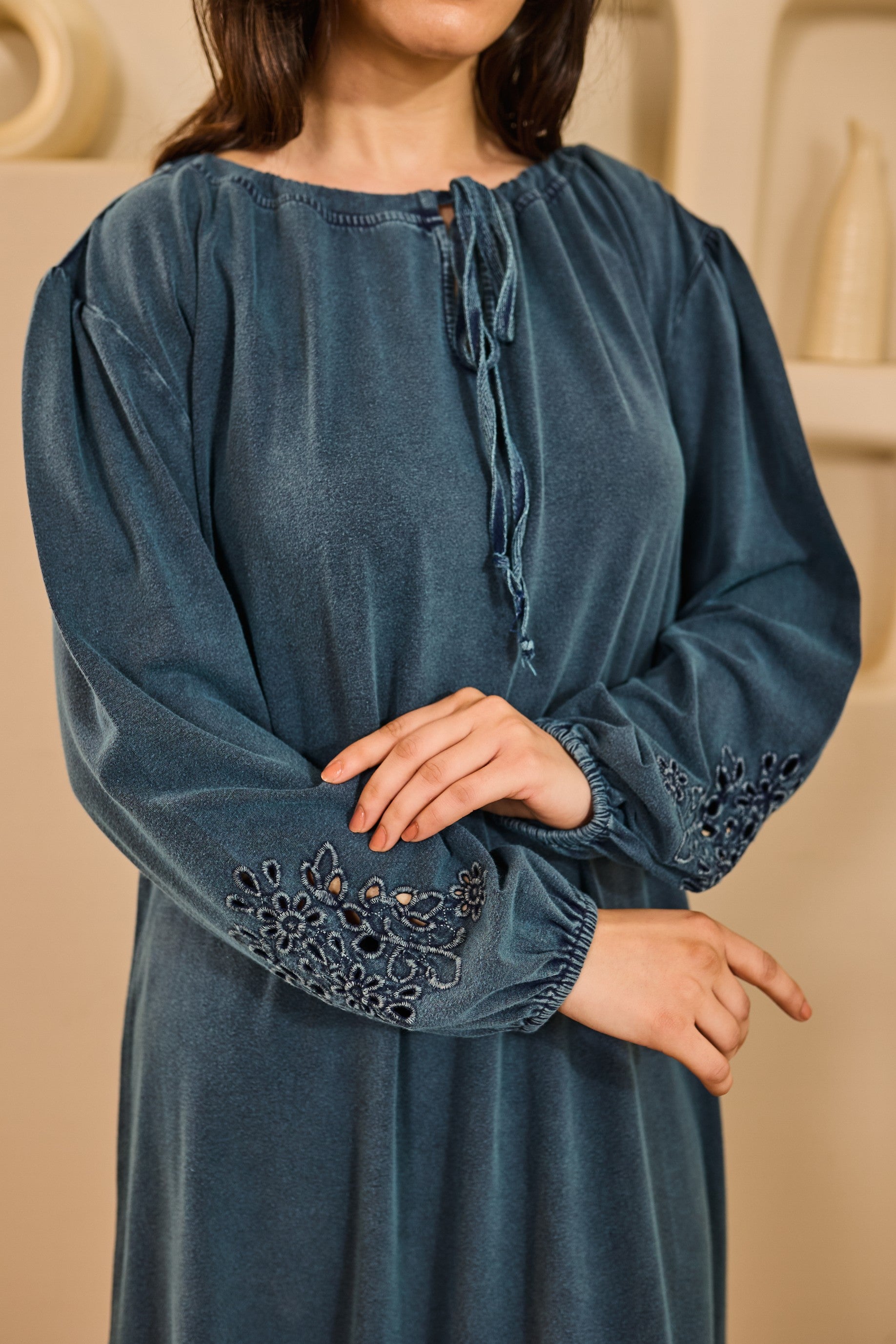 Nora Relaxed Fit Nightdress – Denim Blue