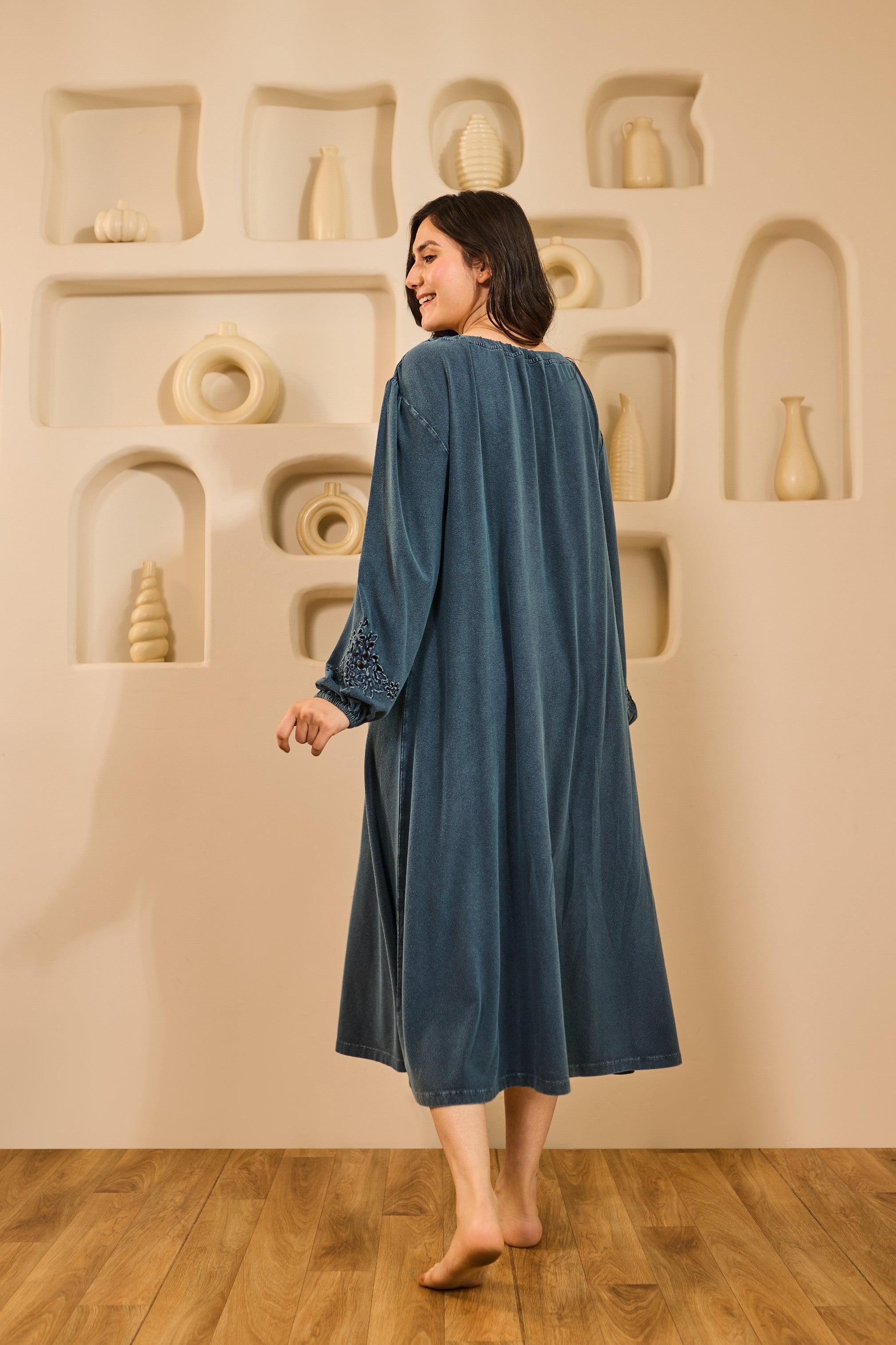 Nora Relaxed Fit Nightdress – Denim Blue