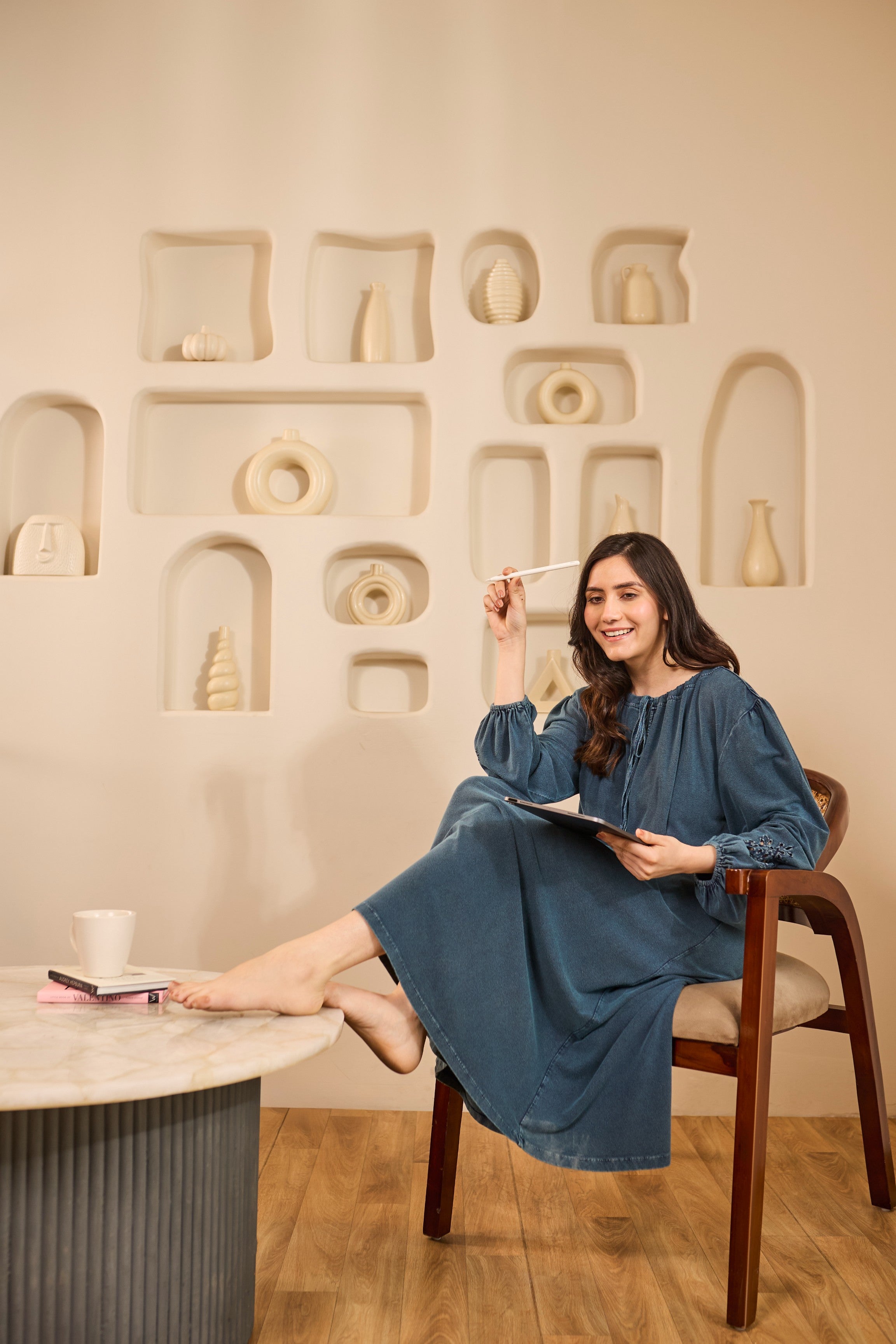 Nora Relaxed Fit Nightdress – Denim Blue