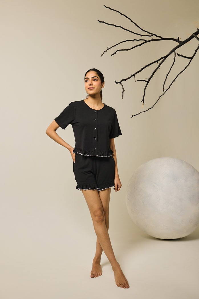 Sia ruffled shorts set - Black