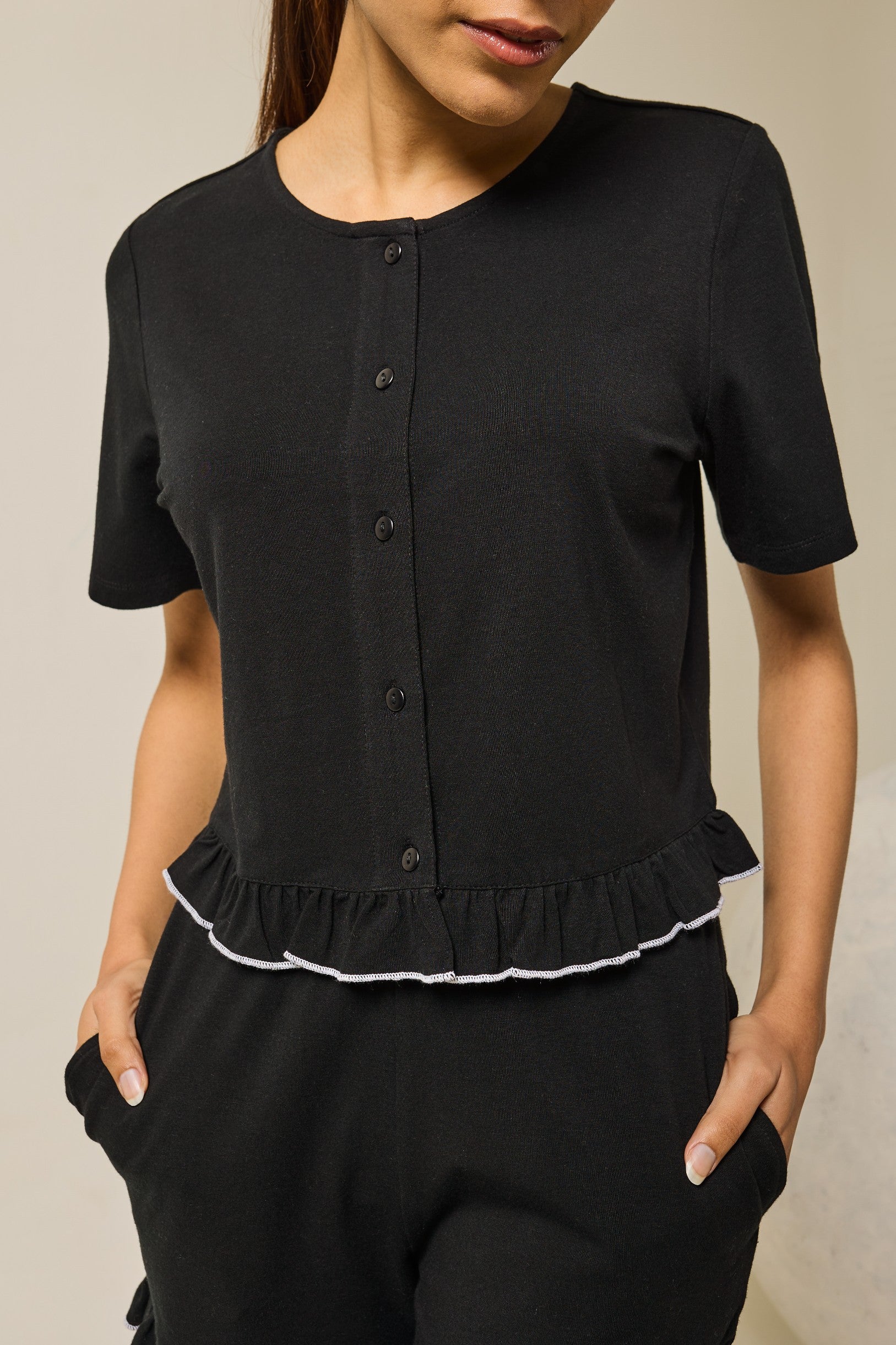 Sia ruffled shorts set - Black