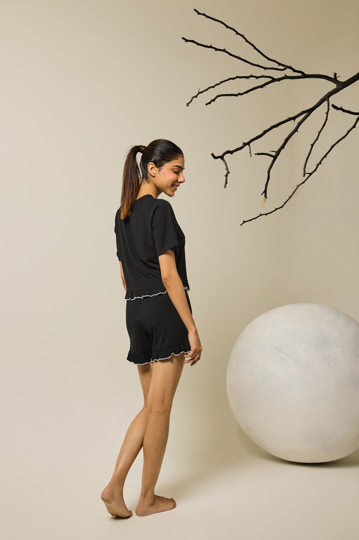 Sia ruffled shorts set - Black