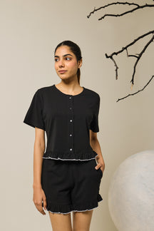 Sia ruffled shorts set - Black