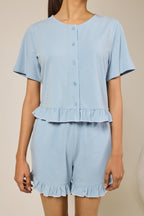Sia ruffled shorts set - Sky blue