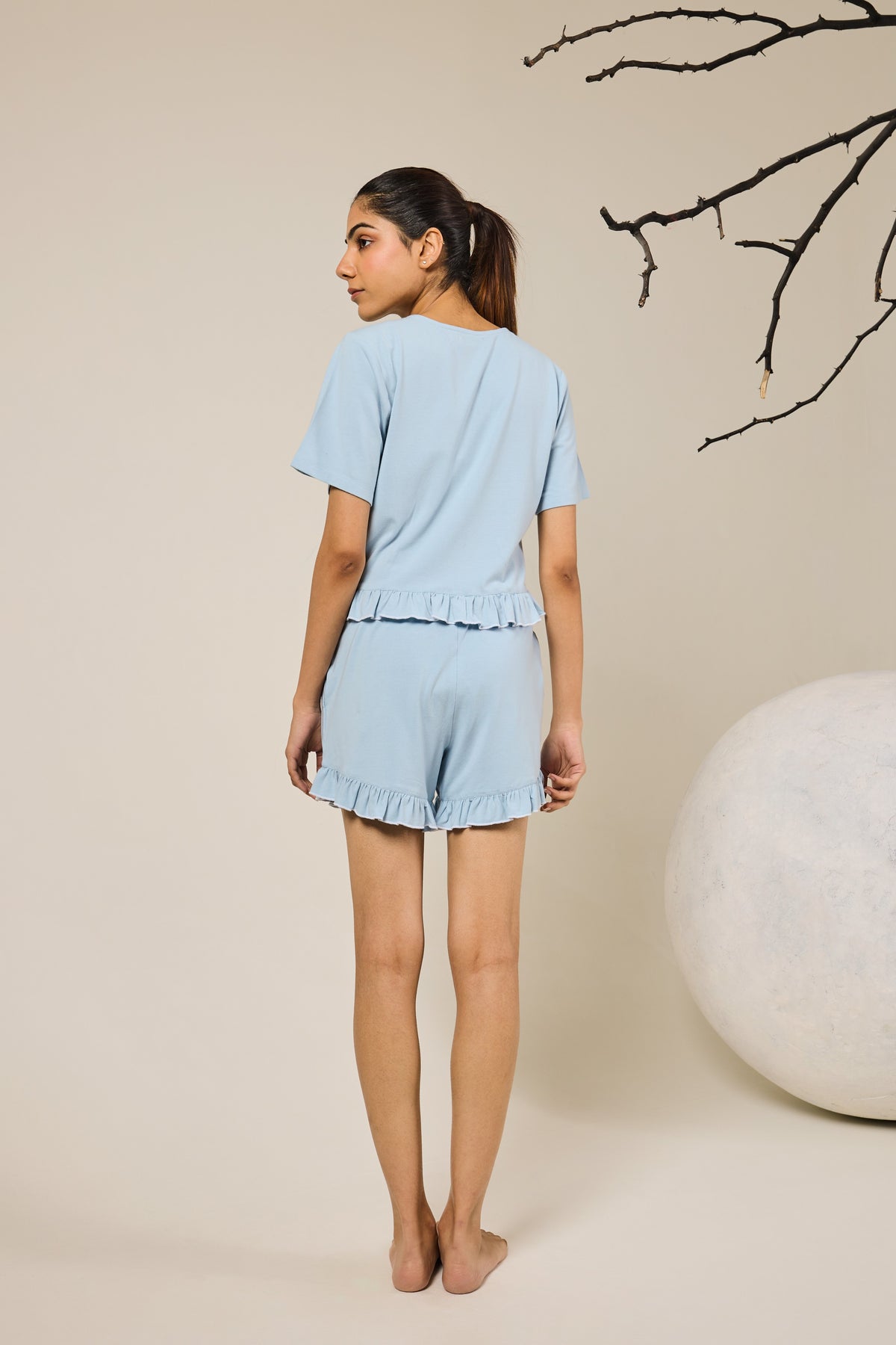 Sia ruffled shorts set - Sky blue