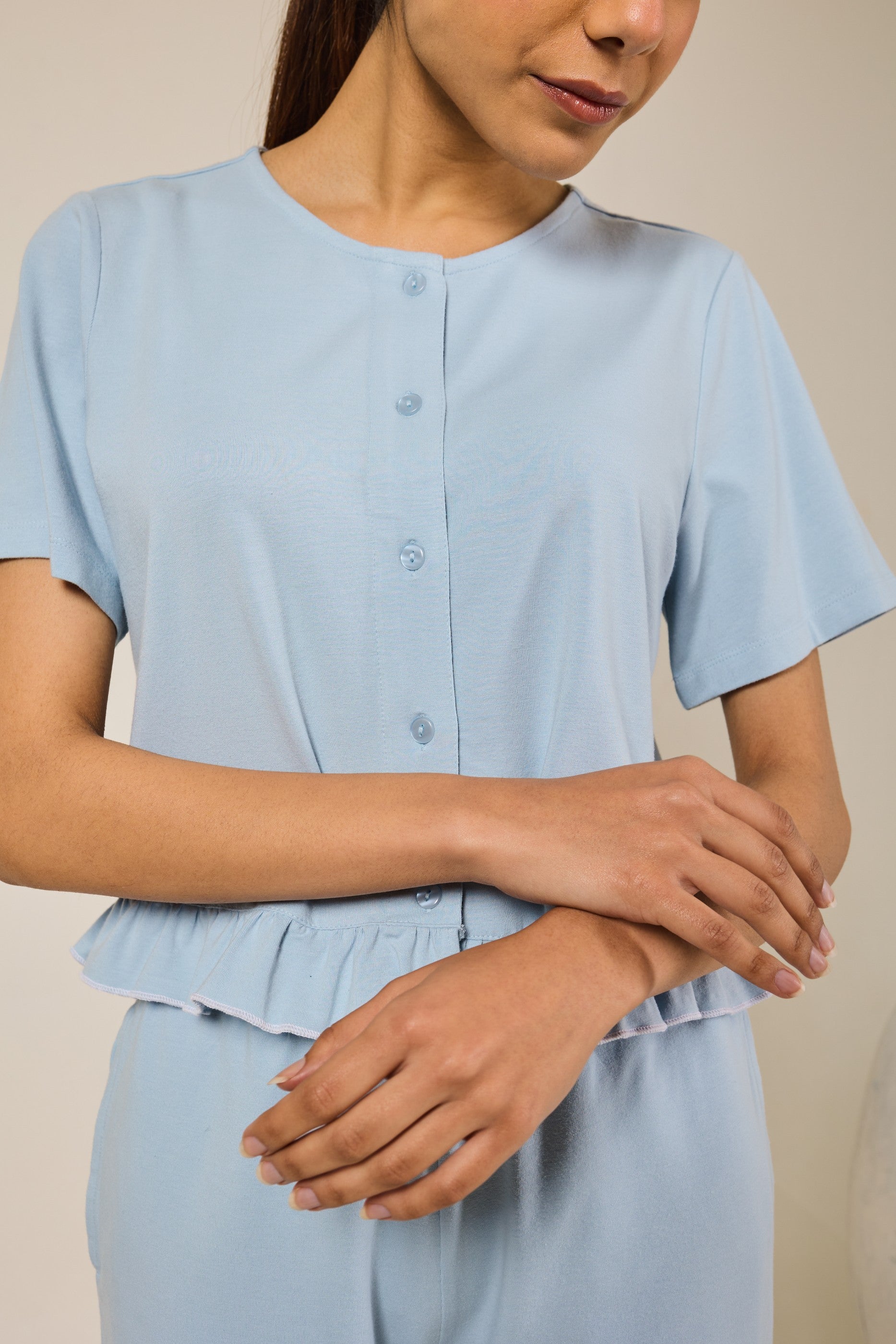 Sia ruffled shorts set - Sky blue