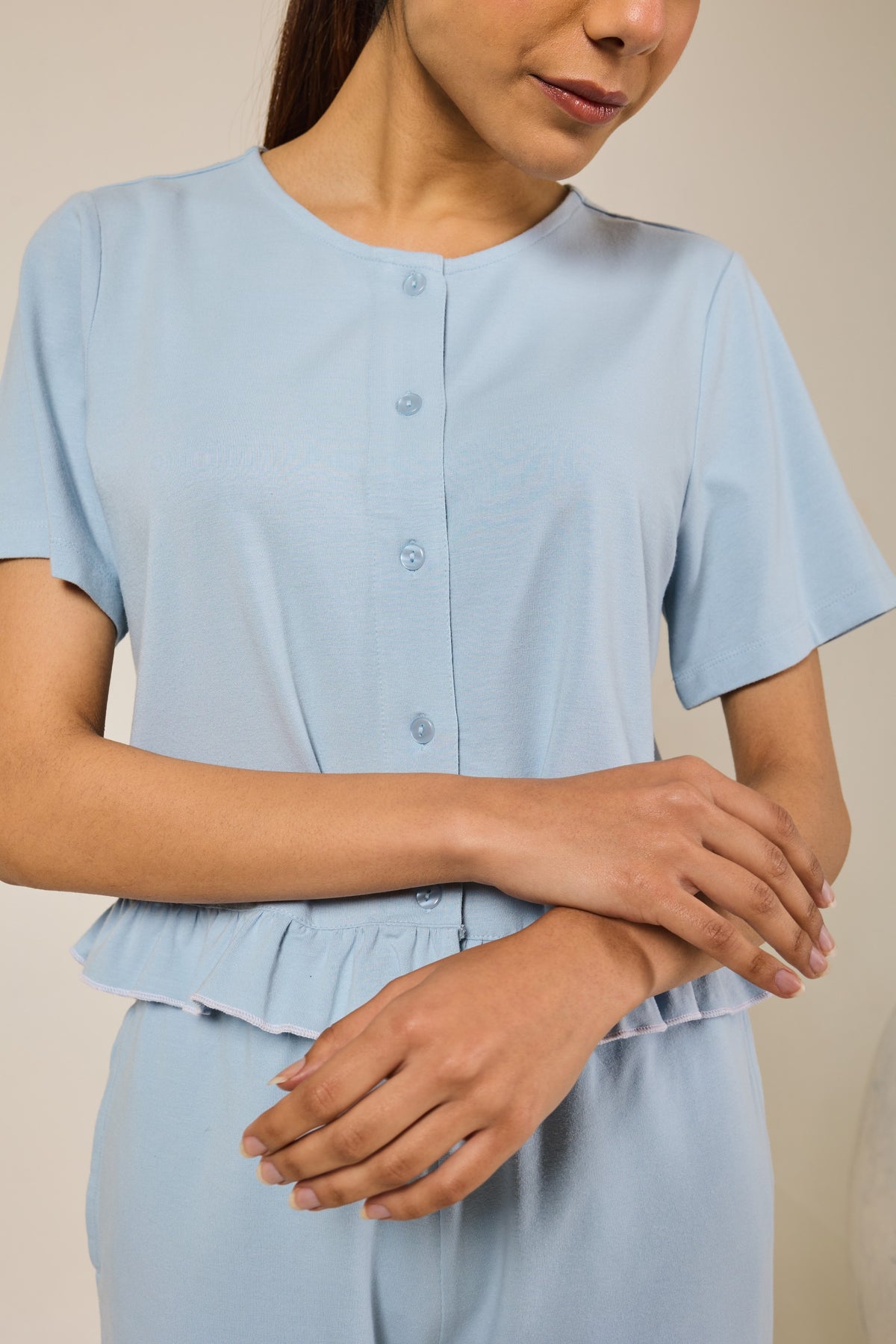 Sia ruffled shorts set - Sky blue