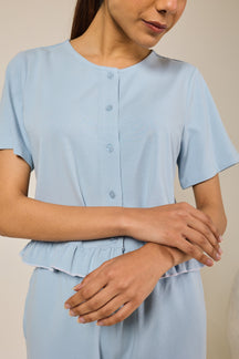 Sia ruffled shorts set - Sky blue