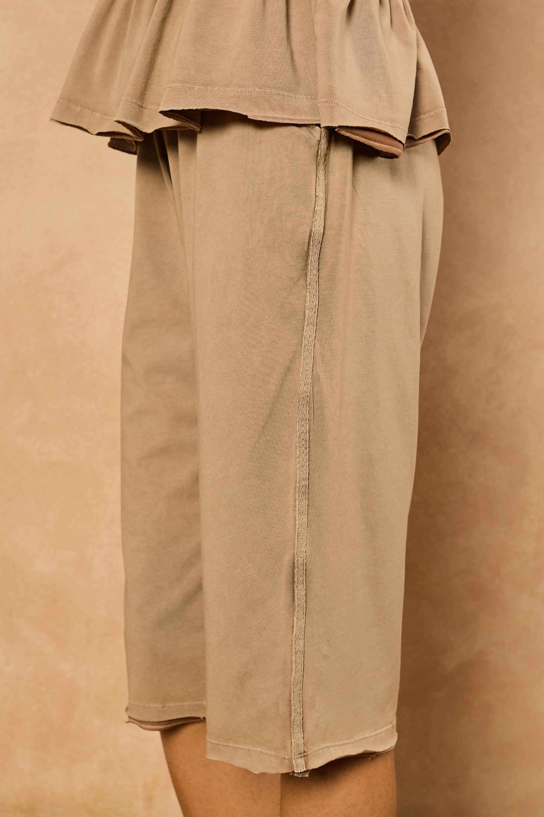 Tessa Peplum Capri Set - Beige