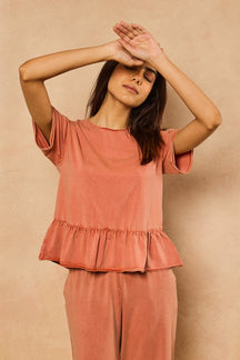 Tessa Peplum Capri Set - Rust