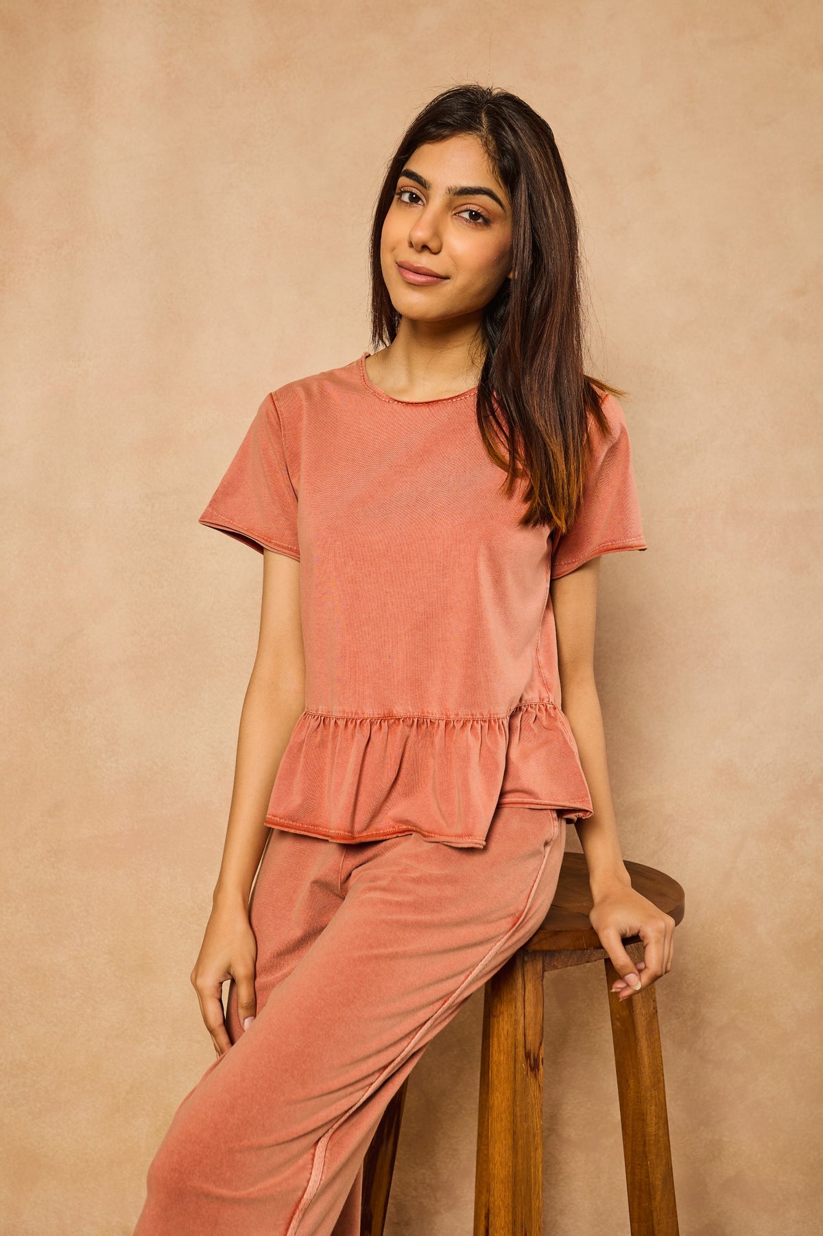 Tessa Peplum Capri Set - Rust