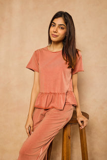 Tessa Peplum Capri Set - Rust