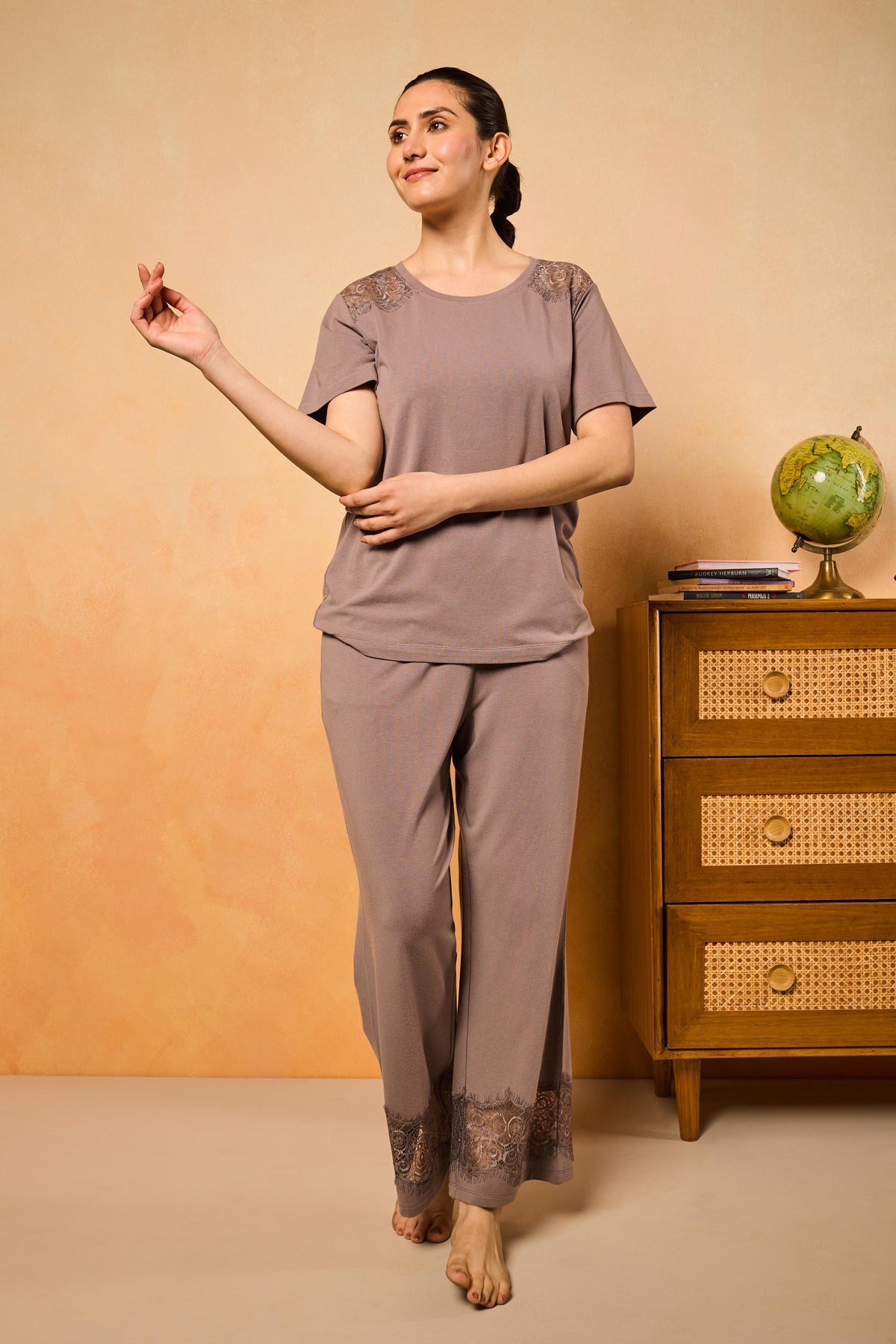 Zoe Lace Dreams PJ Set - Steel Gray