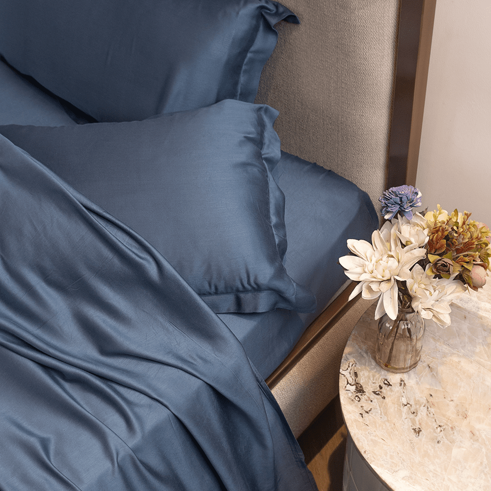 Steel blue bamboo bedsheet set
