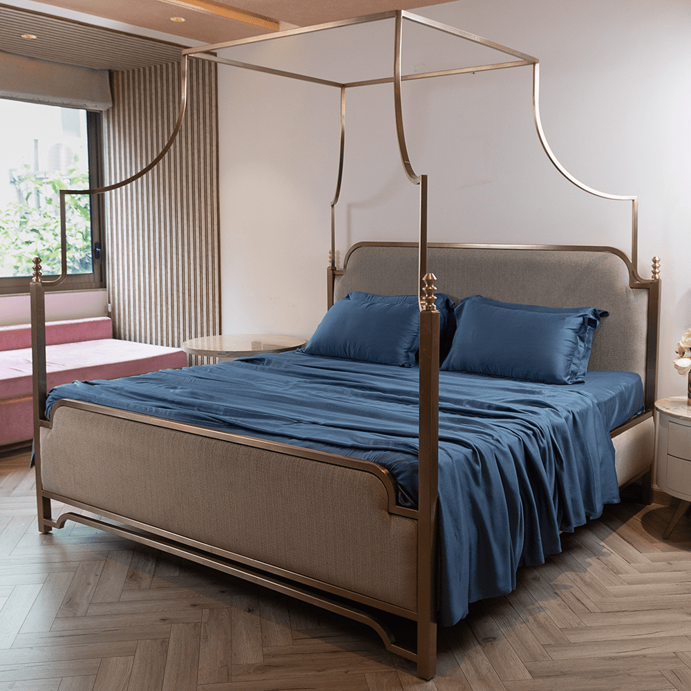 Steel blue bamboo bedsheet set