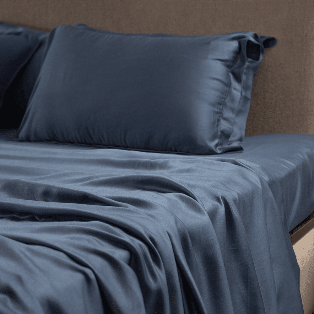 Steel blue bamboo bedsheet set
