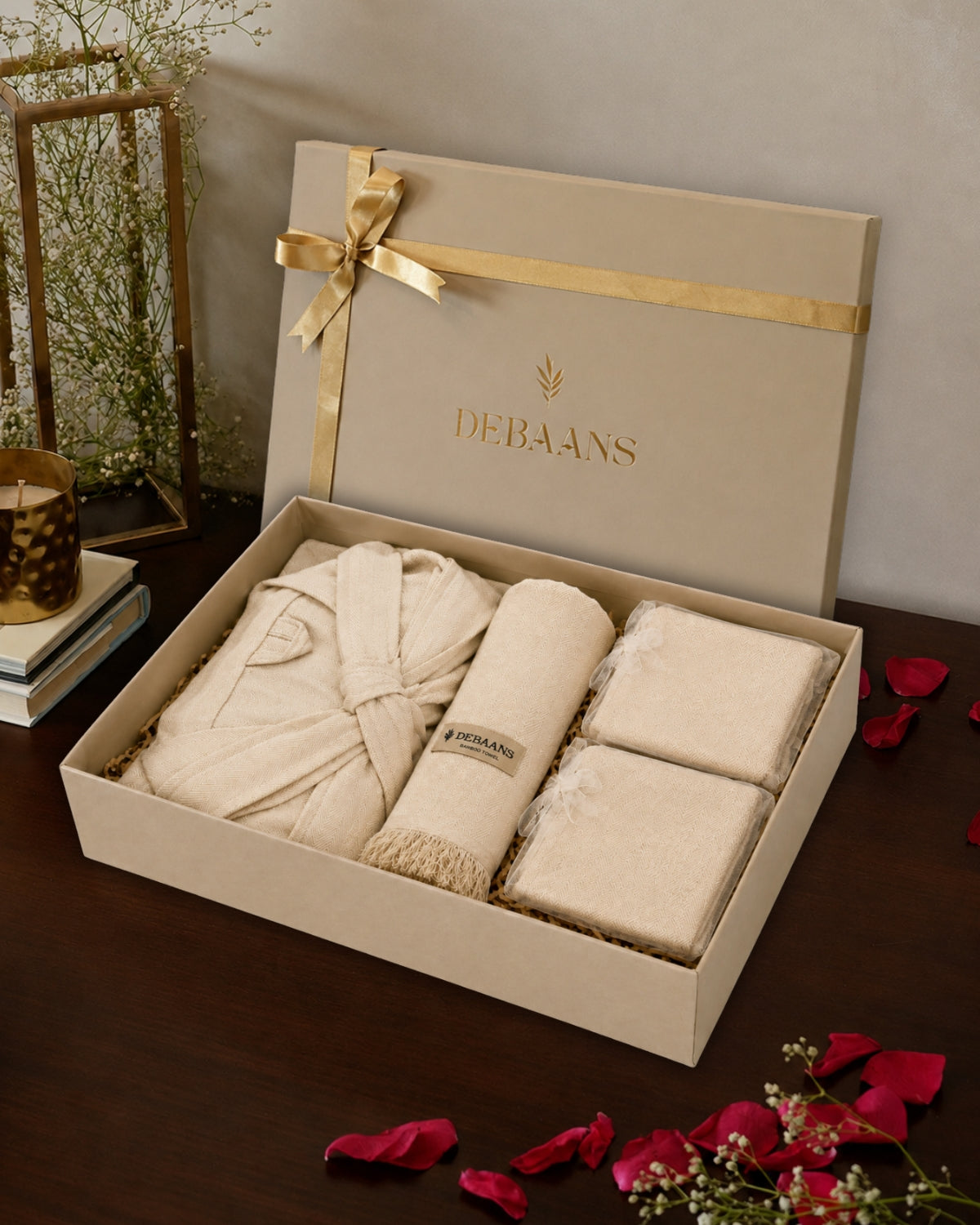 4 pc towel gift set ‚ 1 bathrobe + 1 bath towel + 2 hand