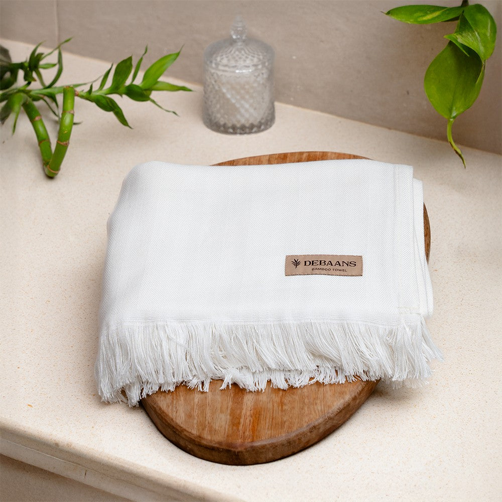 White Bamboo Bath Towel