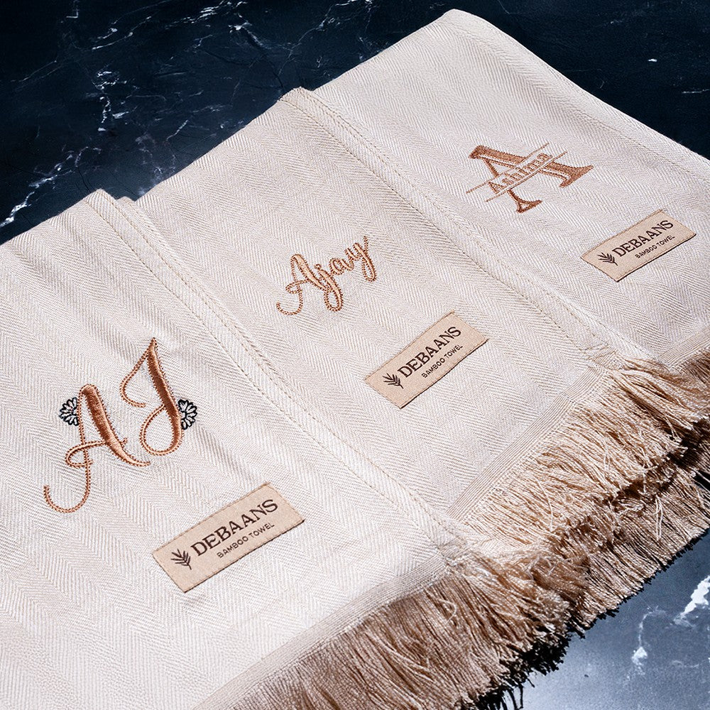 Beige bamboo bath towel