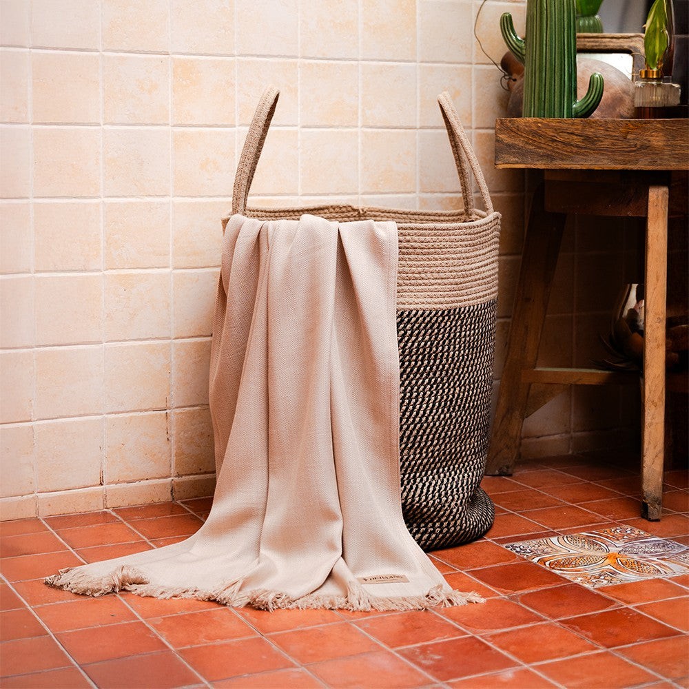 Beige bamboo bath towel