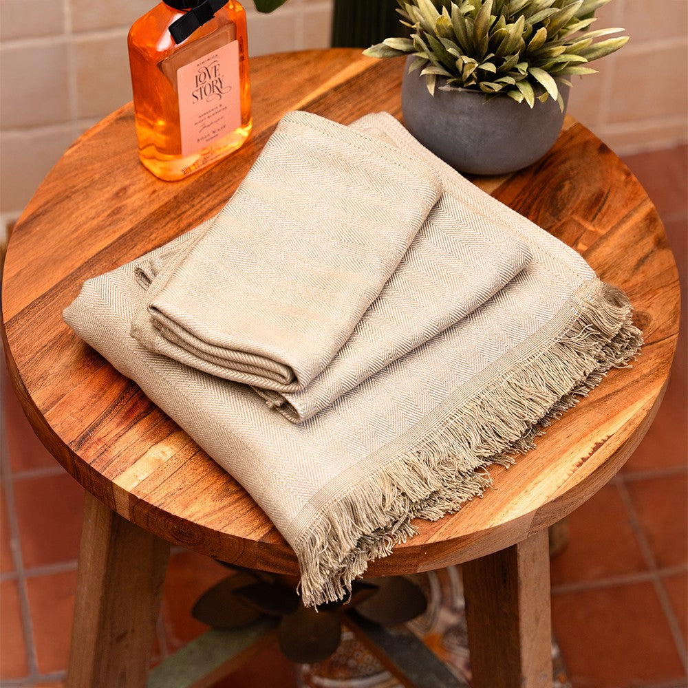 Olive Bamboo Set of 2 Hand Towels + 1 Bath Towel