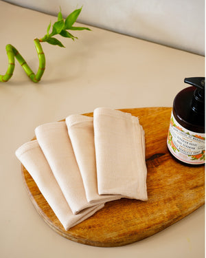 Set of 4 Bamboo Face Towels | Beige