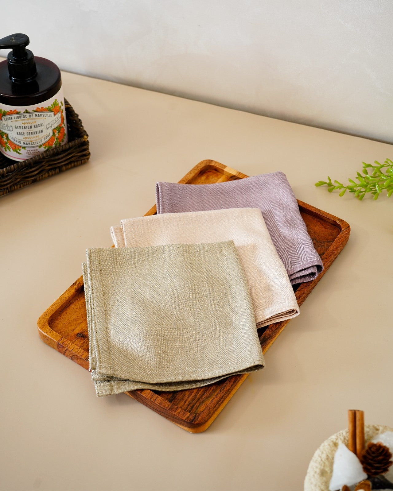 Set of 4 Bamboo Face Towels | Beige