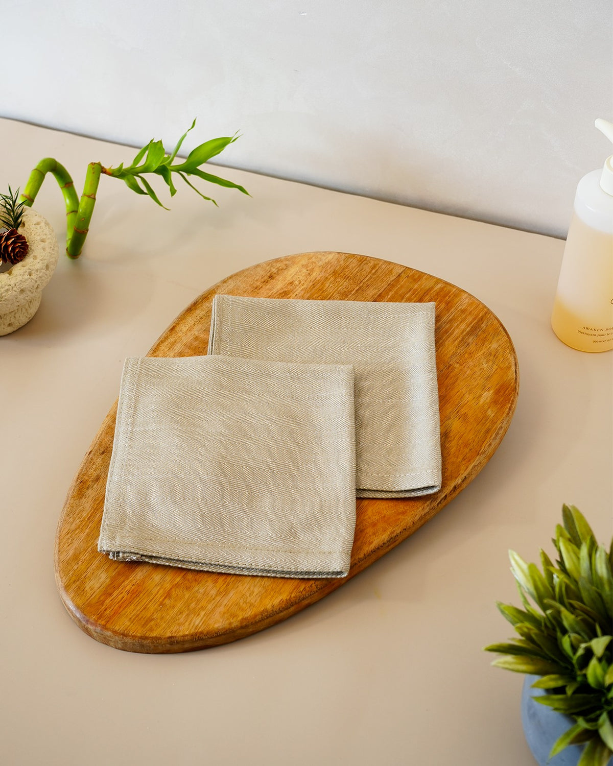 Set of 2 Bamboo Face Towels | Olive