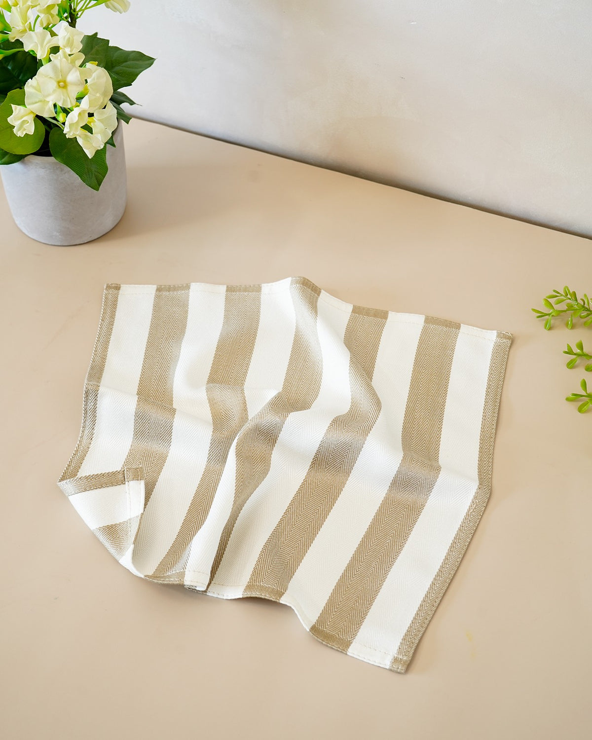 Set of 2 Bamboo Face Towels | Olive stripe