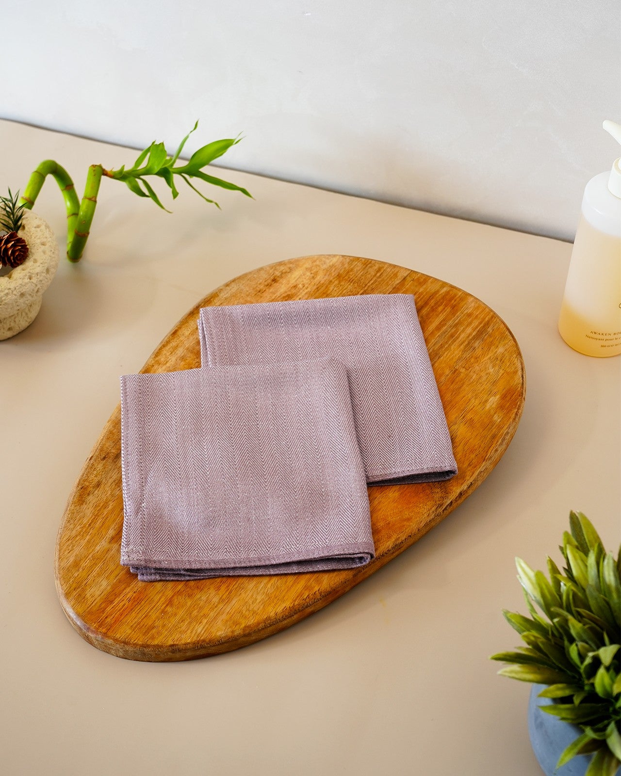 Set of 2 Bamboo Face Towels | Plum