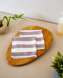 Set of 2 Bamboo Face Towels | Plum stripe