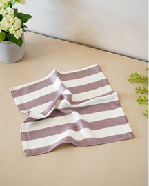 Set of 2 Bamboo Face Towels | Plum stripe