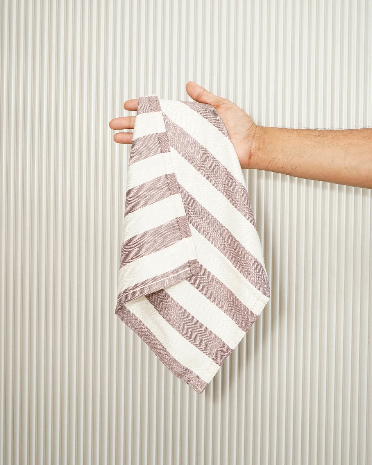 Set of 4 Bamboo Face Towels | Plum stripe