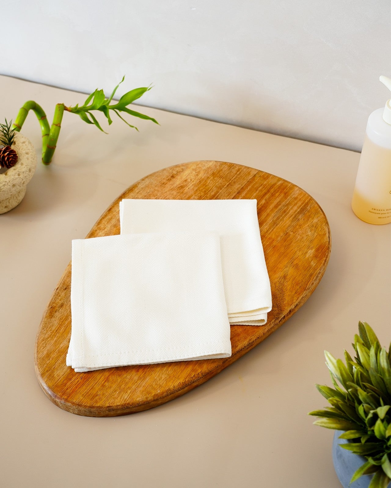 Set of 2 Bamboo Face Towels | White