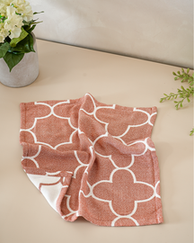 Set of 2 Face Towels | Quatrefoil Jacquard | Rust