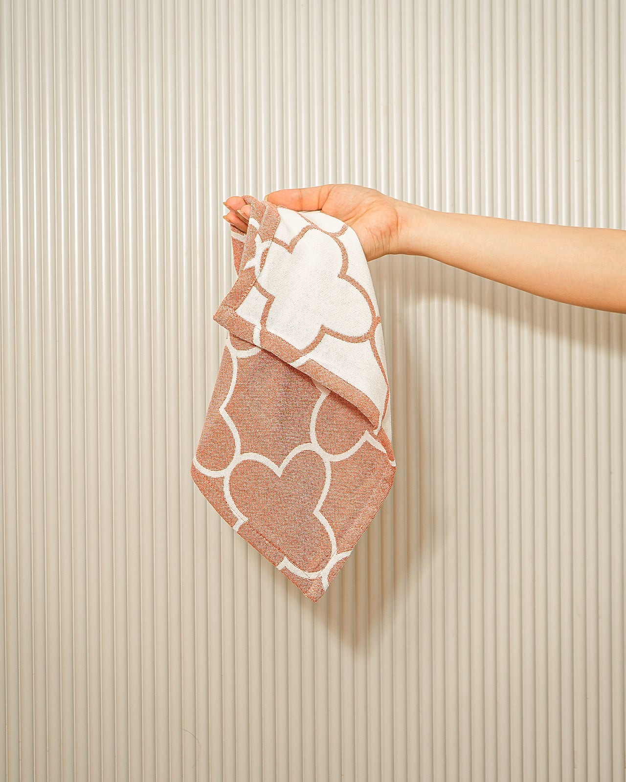 Set of 2 Face Towels | Quatrefoil Jacquard | Rust