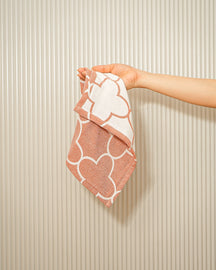 Set of 2 Face Towels | Quatrefoil Jacquard | Rust