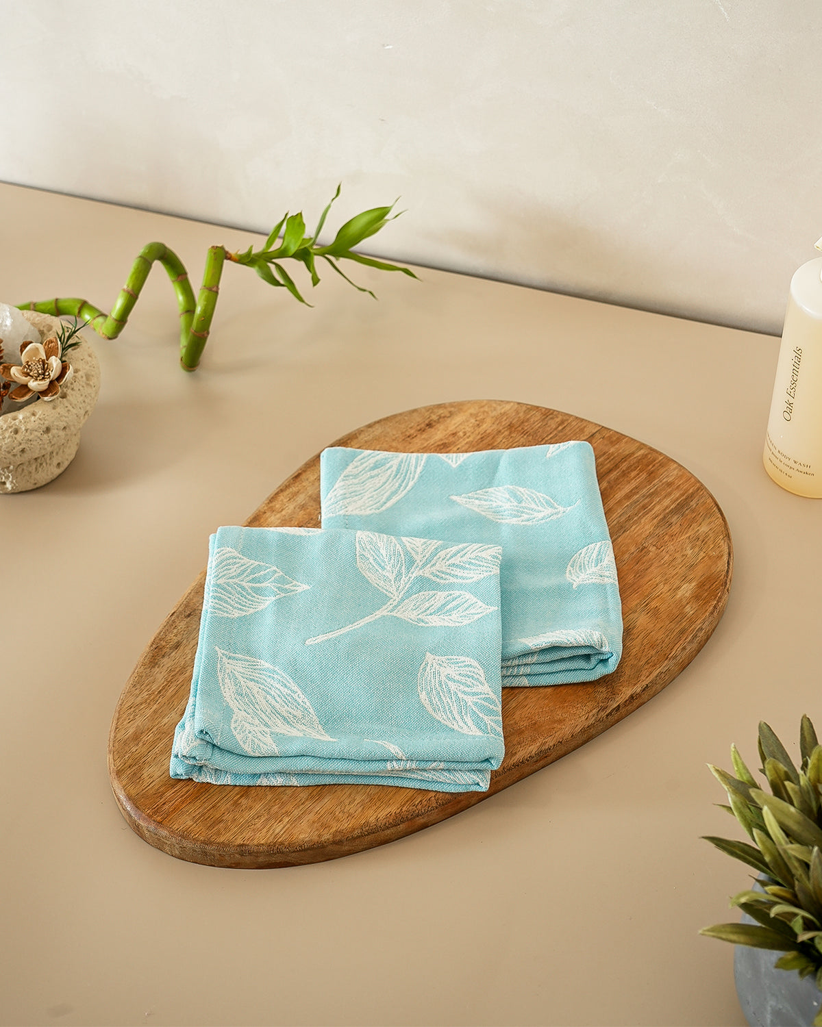 Set of 2 Face Towels | Botanica Jacquard | Sky Blue
