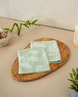 Set of 2 Face Towels | Botanica Jacquard | Meadow Green