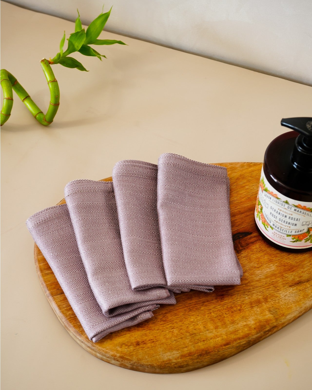 Set of 4 Bamboo Face Towels | Plum