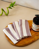 Set of 4 Bamboo Face Towels | Plum stripe