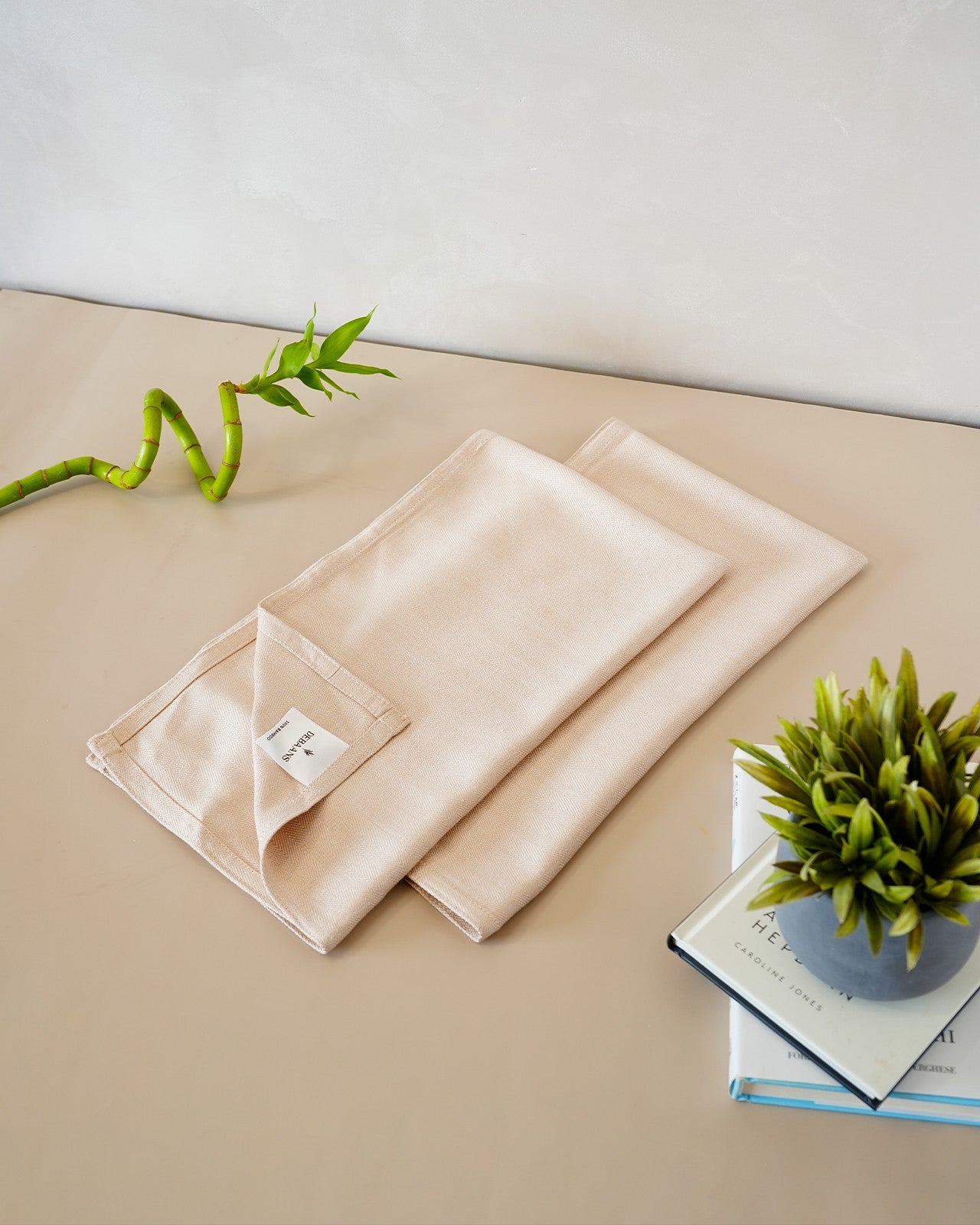 Set of 2 Bamboo Hand Towels | Beige