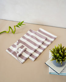 Set of 2 Bamboo Hand Towels | Plum stripe