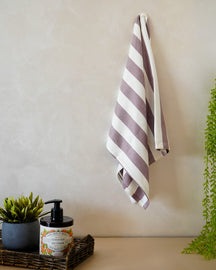 Set of 2 Bamboo Hand Towels | Plum stripe