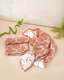Set of 2 Hand Towels | Quatrefoil Jacquard | Rust