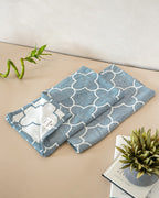 Set of 2 Hand Towels | Quatrefoil Jacquard | Ocean
