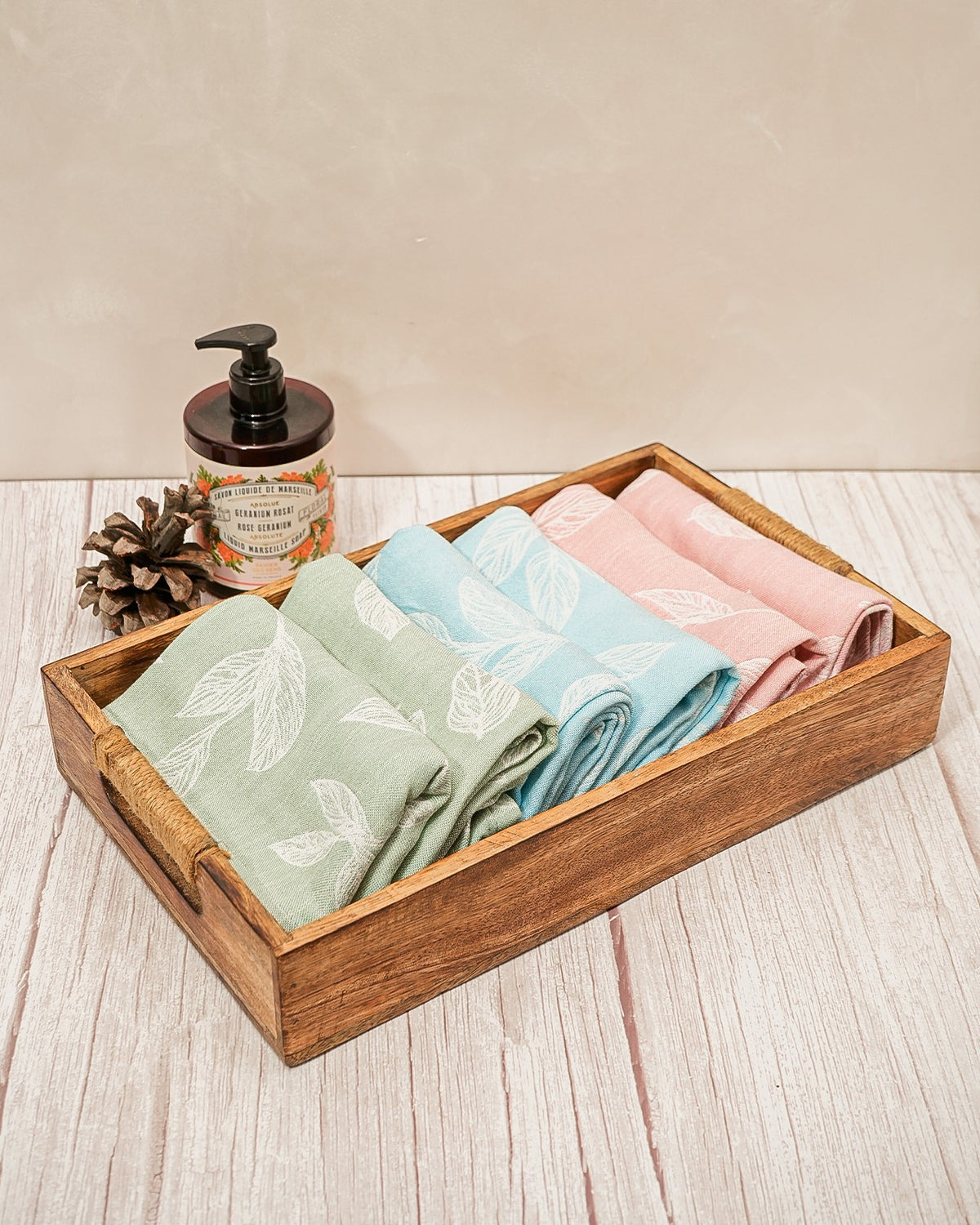 Set of 2 Hand Towels | Botanica Jacquard | Sky Blue