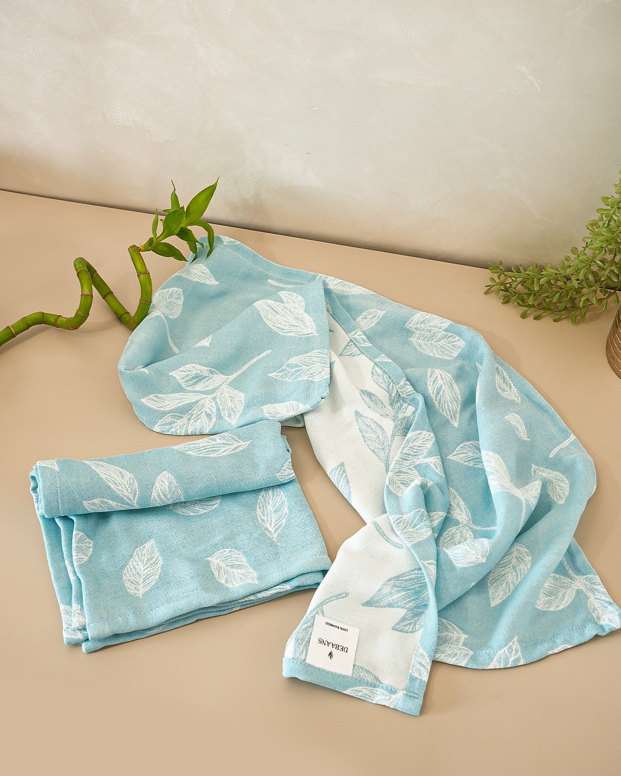 Set of 2 Hand Towels | Botanica Jacquard | Sky Blue