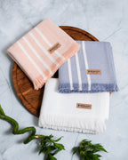 Blue, White, Peach