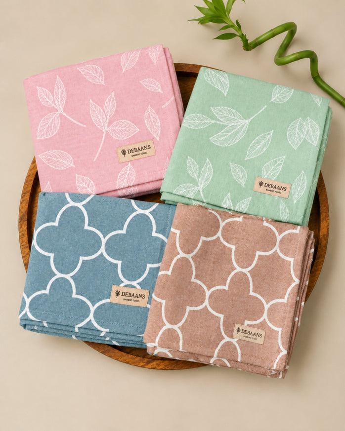Set of 4 Jacquard Bamboo Bath Towels